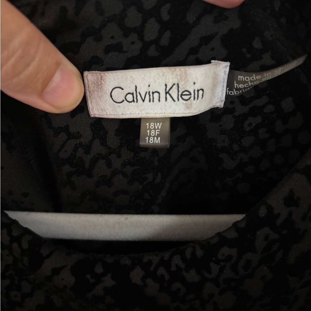 Calvin Klein Plus Size Sheath Dress | Black Textured Snakeskin Print | 18W - Picture 5 of 6